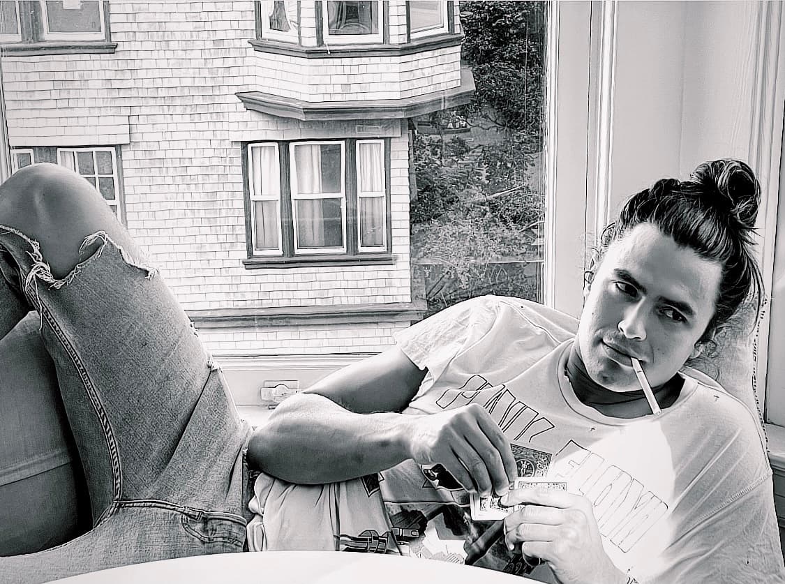 Man relaxing with a cigarette